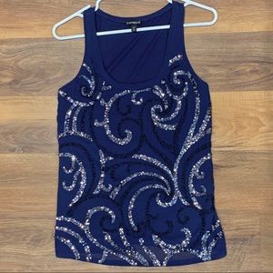NWOT Express Navy Sequin Top